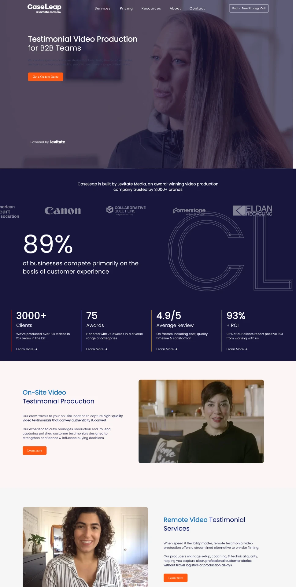 CaseLeap homepage before PageDriven's CRO iteration