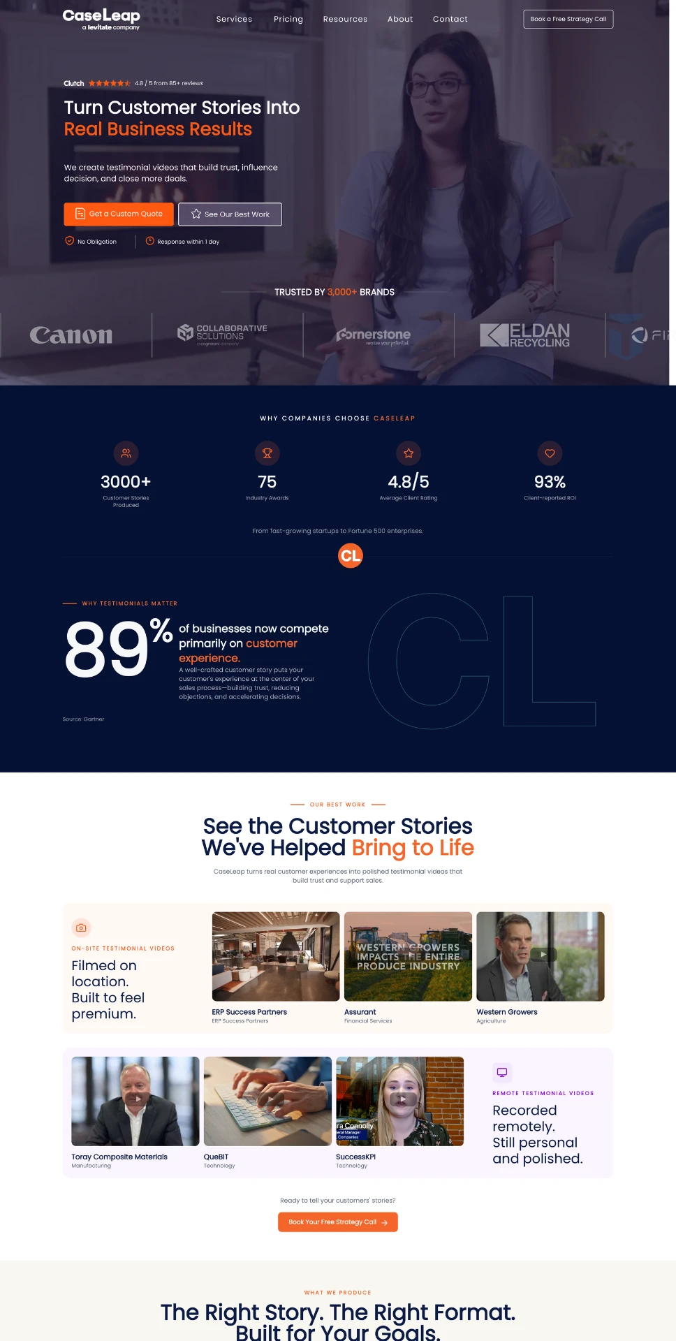 CaseLeap homepage after PageDriven's CRO iteration